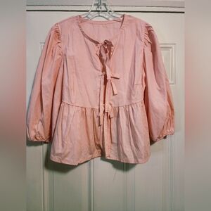 New Pink Women's Top with 3 Bow Detail